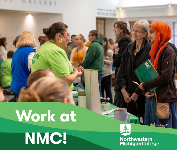 Working at NMC graphic with photo of NMC HR staff