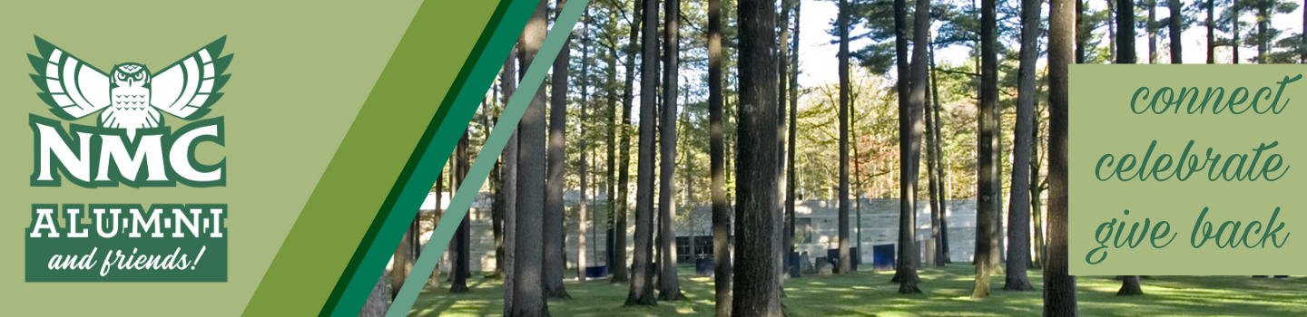 A view of the pine trees on NMC's main campus