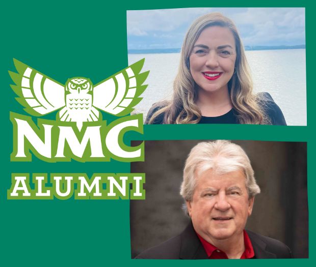 Photos of outstanding alumni award winners Jerry Dobek and Tiffany McQueer