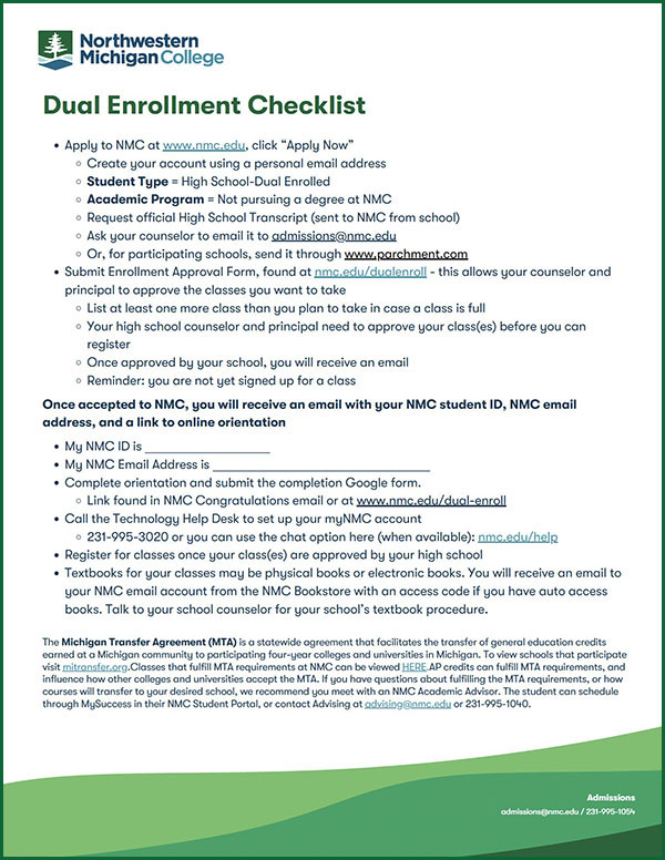 Dual Enrollment checklist image