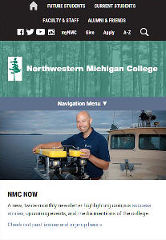 A screenshot of the NMC homepage on a smartphone