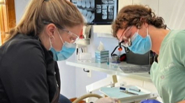 NMC Dental Assistant program students work in the dental lab