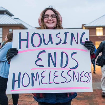 An NMC student takes part in the Walk for Health & Housing