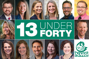 Success story graphic showing 40 under 40 winners who've attended NMC