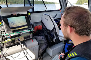 Marine tech student aboard the research vessel Northwestern