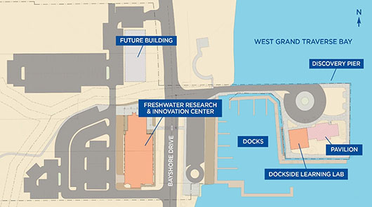 A site plan for the new Freshwater Research & Innovation Center