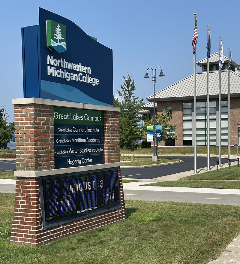 Great Lakes Campus sign with new logo