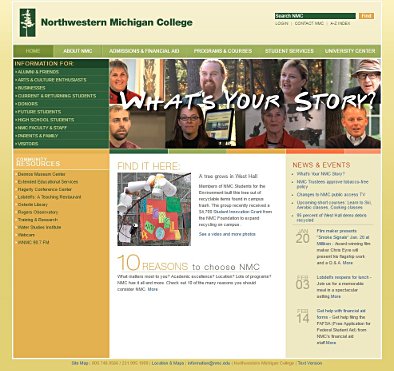 A screenshot of NMC's website on January 14, 2010