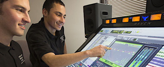 NMC Audio Technology program students use the program's Raven MTX mixing console