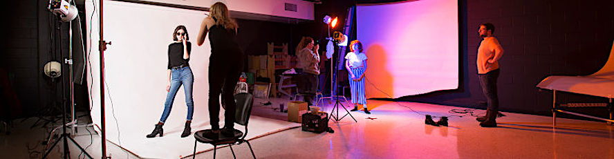 NMC Visual Communications program students in a studio photo shoot