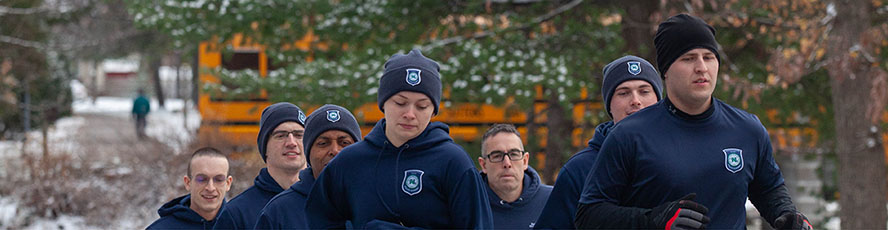 NMC Police Academy law enforcement program students on a training run