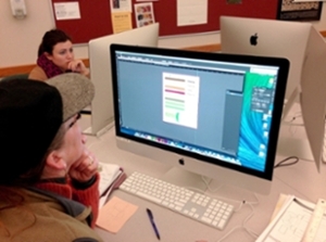 NMC Visual Communications program students use a design program on computers