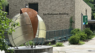 Sculpture in front of the Biederman Building on NMC's Front Street Campus