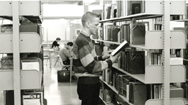 Studying in the administration building library (1950s)