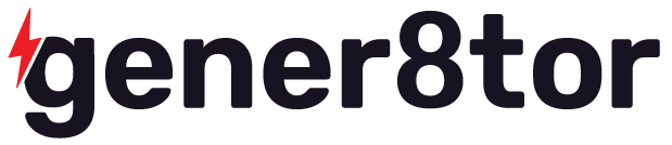 gener8tor logo with a red lightning bolt at the G