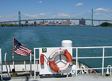 T/S State of Michigan with Detroit's Ambassador Bridge in the background