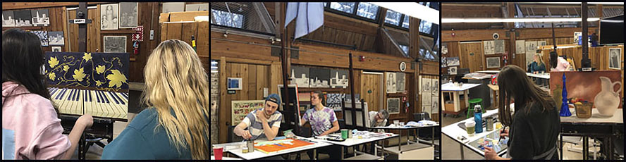NMC Arts / Fine Arts program students drawing and painting in the Fine Arts building