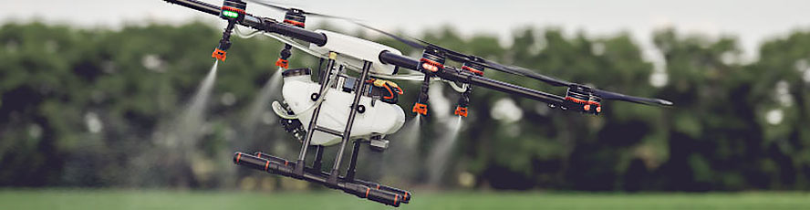 Photo of an agricultural drone in flight