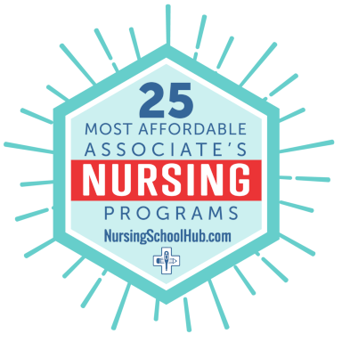 25 Most Affordable Associate's Nursing Programs Nursing School Hub graphic