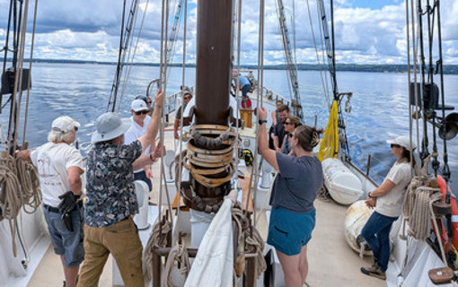 NMC Marine Technology program students help sail the Inland Seas schooner Alliance.