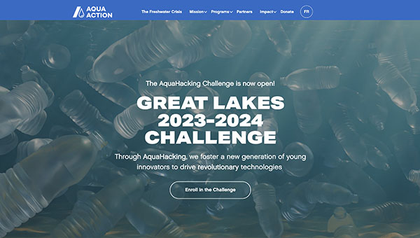 AquaHacking Great Lakes 2023-2024 Challenge website screenshot
