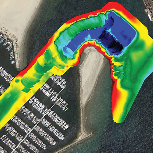 A heat map of a marina