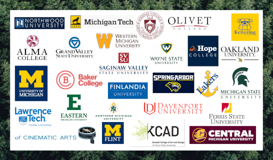 Logos of universities taking part in the Fall Transfer Fair