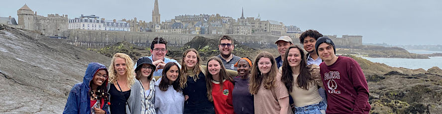 2022 France study abroad students on the rocks at Saint Malo