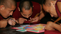 Tibetan Monks creating a sand Mandala at the Dennos Museum Center